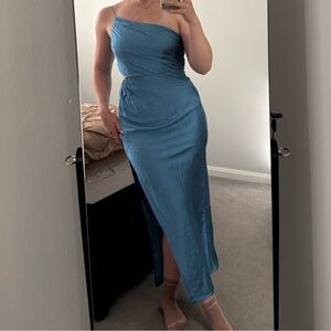 Hello Molly Blue One-Shoulder Dress
